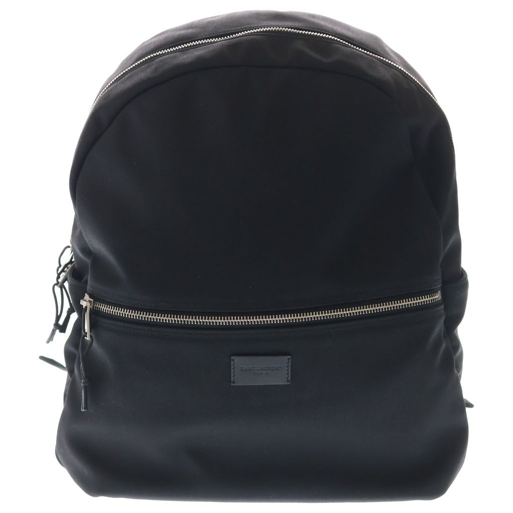 Saint Laurent Paris Noux Canvas Leather Backpack Silver Black