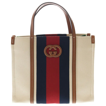 Gucci Interlocking Canvas Leather 2-Way Hand Shoulder Tote Ivory Brown