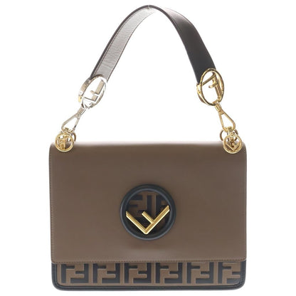 Fendi Canayef Zucca Pattern Leather 2-Way Bag Gold Silver Brown