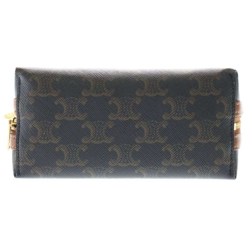 Celine Triomphe Leather Chain Clutch Gold Brown — view 4