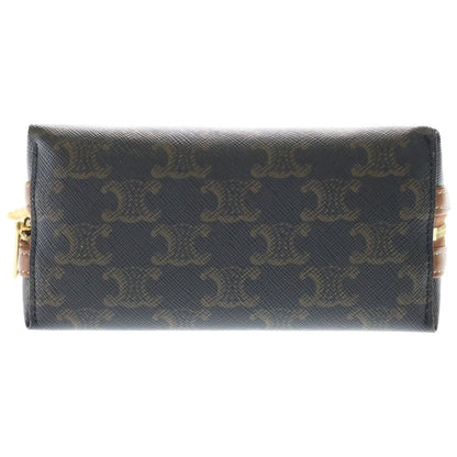 Celine Triomphe Leather Chain Clutch Gold Brown — view 4