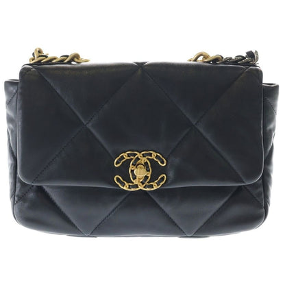 Chanel 19 Chain Shoulder Bag Black Lambskin Gold