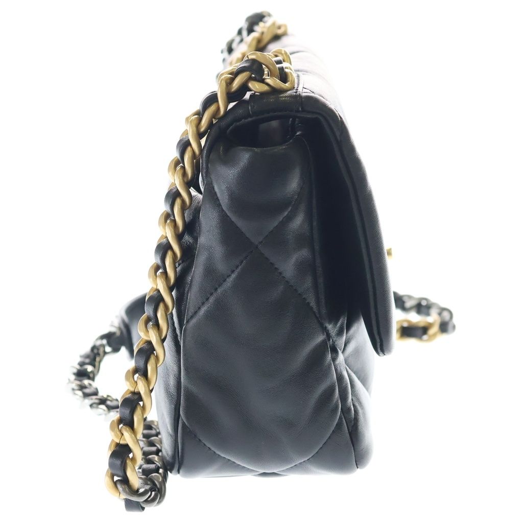 Chanel 19 Chain Shoulder Bag Black Lambskin Gold — view 3