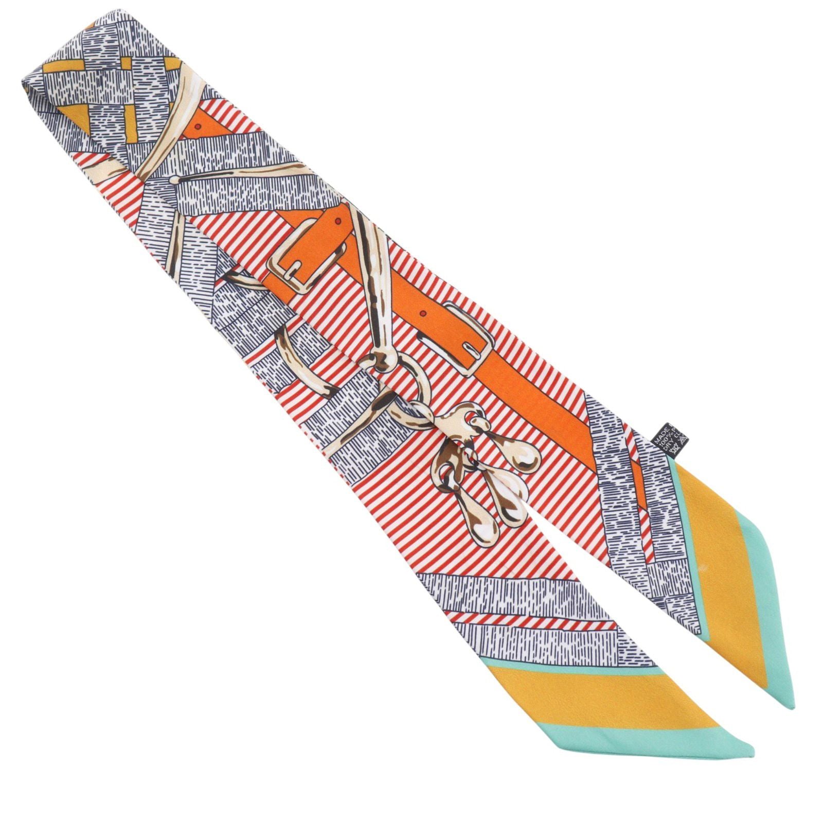 Hermes Twilly Mors a Jouets Chemise Horse Bit Silk Orange Scarf