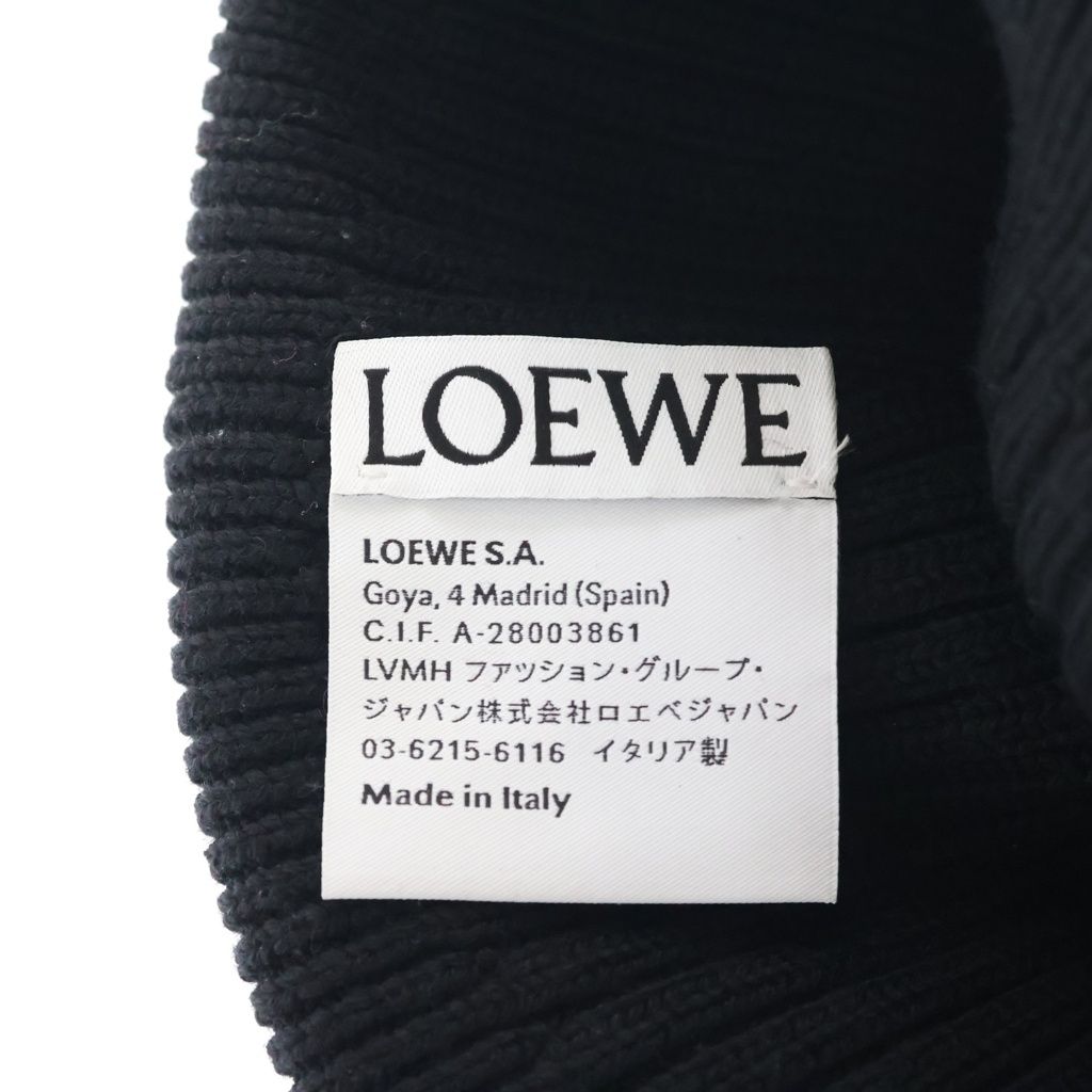 Loewe Logo Embroidery Beanie Knit Cap Hat Black — view 7