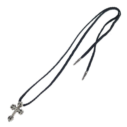 Chrome Hearts Filig Cross Xsm LB Filigree Leather Braid Necklace Silver — view 2