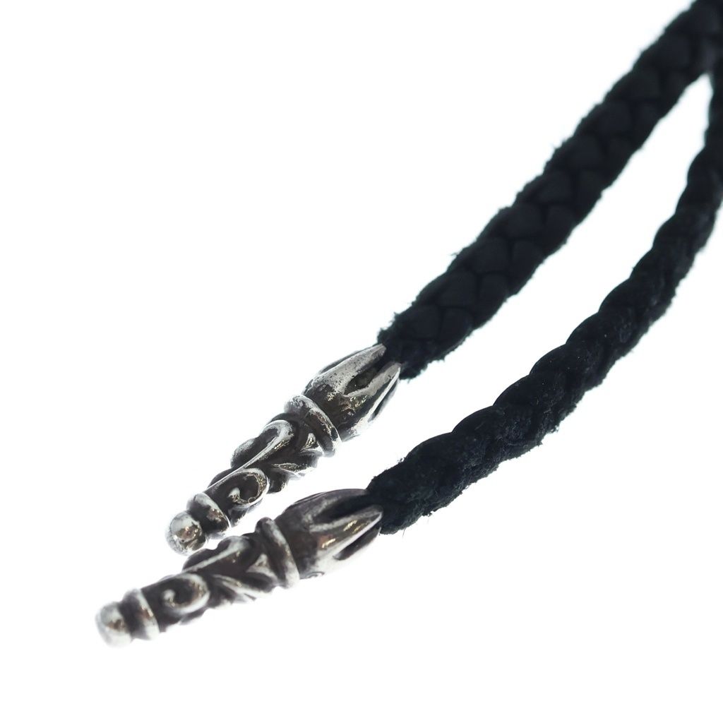 Chrome Hearts Filig Cross Xsm LB Filigree Leather Braid Necklace Silver — view 4