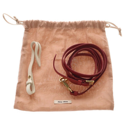 Miu Miu Beau Leather Micro Bag Logo Embossed Bag Charm Key Holder Red White — view 6