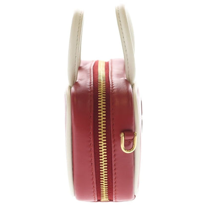 Miu Miu Beau Leather Micro Bag Logo Embossed Bag Charm Key Holder Red White — view 3