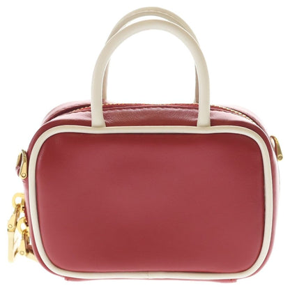 Miu Miu Beau Leather Micro Bag Logo Embossed Bag Charm Key Holder Red White — view 2
