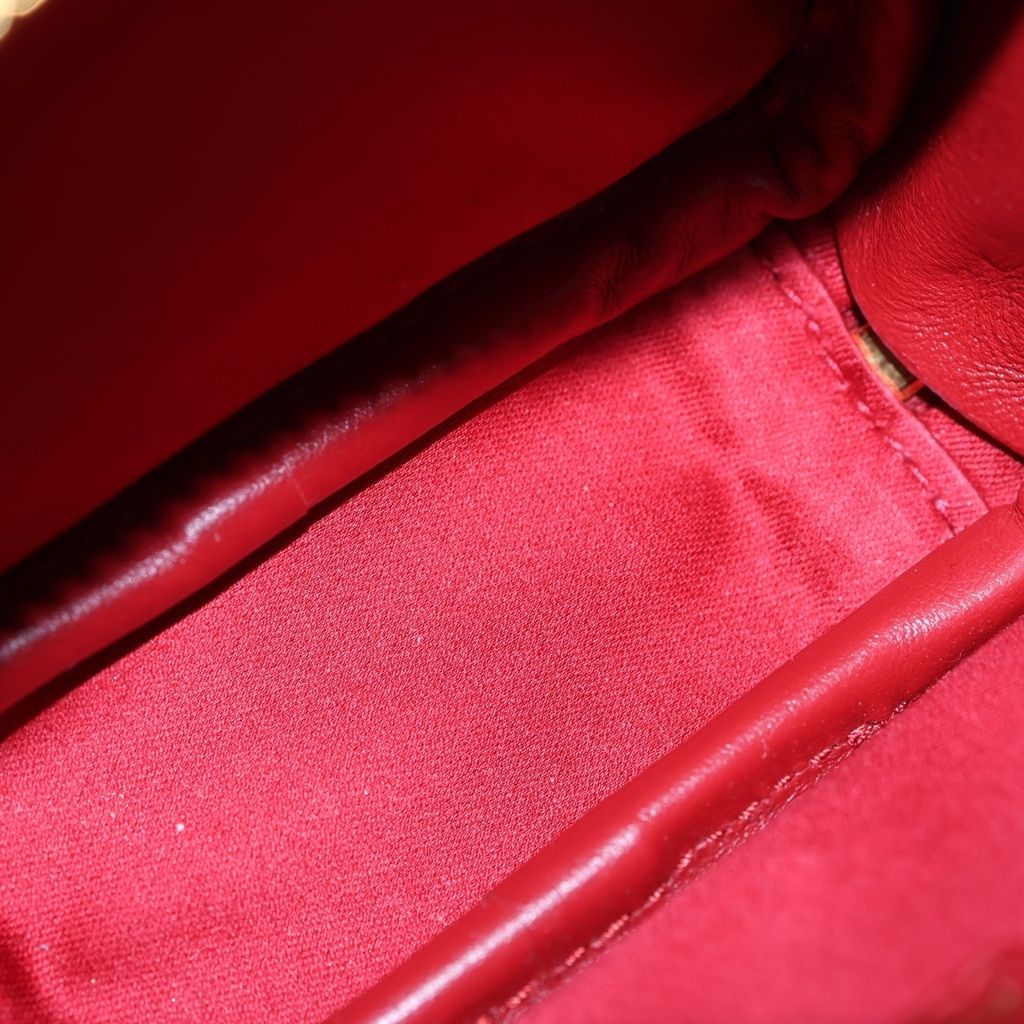 Miu Miu Beau Leather Micro Bag Logo Embossed Bag Charm Key Holder Red White — view 5