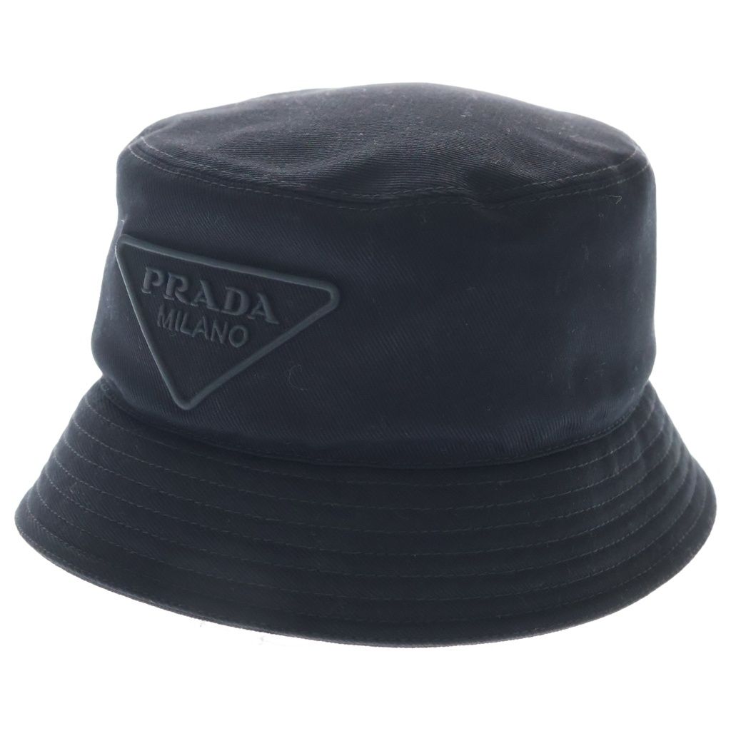 Prada Triangle Logo Bucket Hat Black