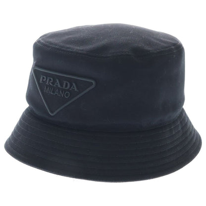 Prada Triangle Logo Bucket Hat Black
