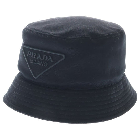 Prada Triangle Logo Bucket Hat Black