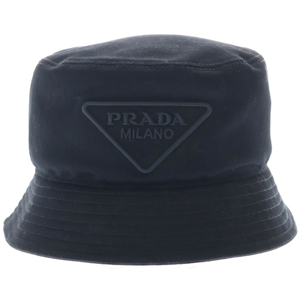 Prada Triangle Logo Bucket Hat Black — view 4