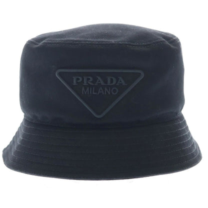 Prada Triangle Logo Bucket Hat Black — view 4