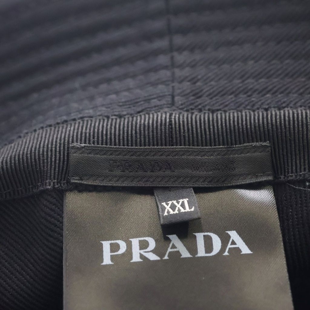 Prada Triangle Logo Bucket Hat Black — view 6