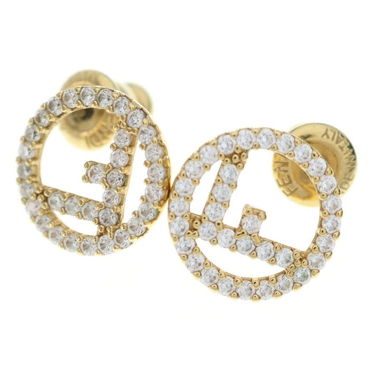 Fendi F's Rhinestone Earrings Gold