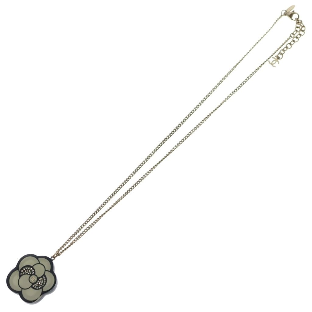 Chanel Camellia Rhinestone Pendant Chain White Gold — view 2