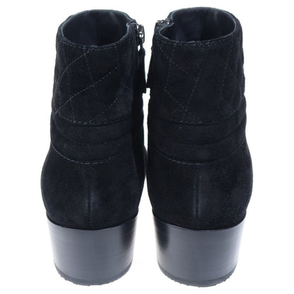 Chanel CC Logo Quilted Suede Leather Short Boots Black — view 3