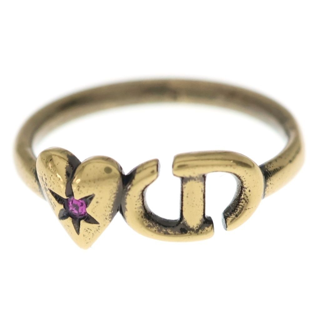 Dior CD Logo Lucky Charm Heart Ring Gold Pink — view 4