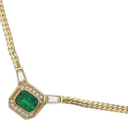 Dior Green Stone Biche Pendant Chain Gold