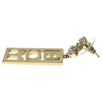 Chanel CC Logo Boy Rhinestone Earrings Gold — view 3