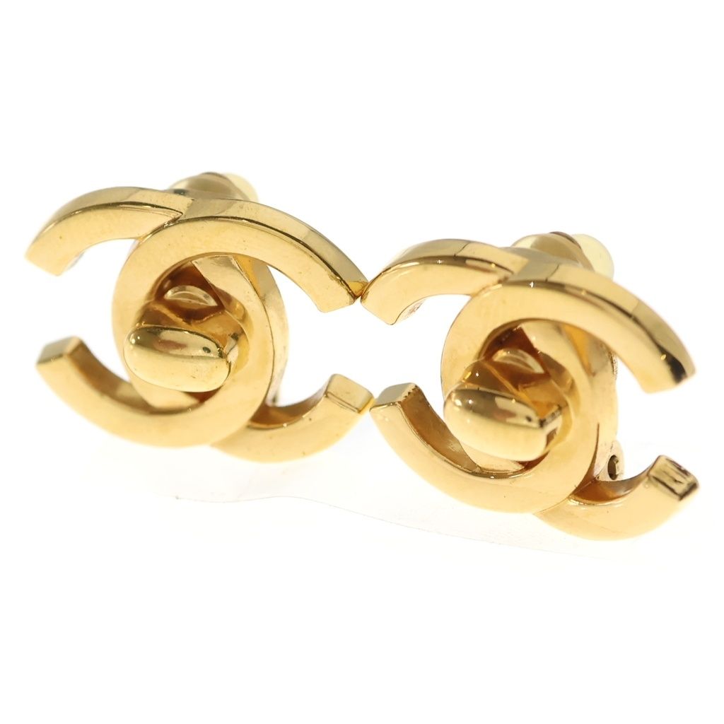 Chanel CC Logo Turnlock Earrings Gold