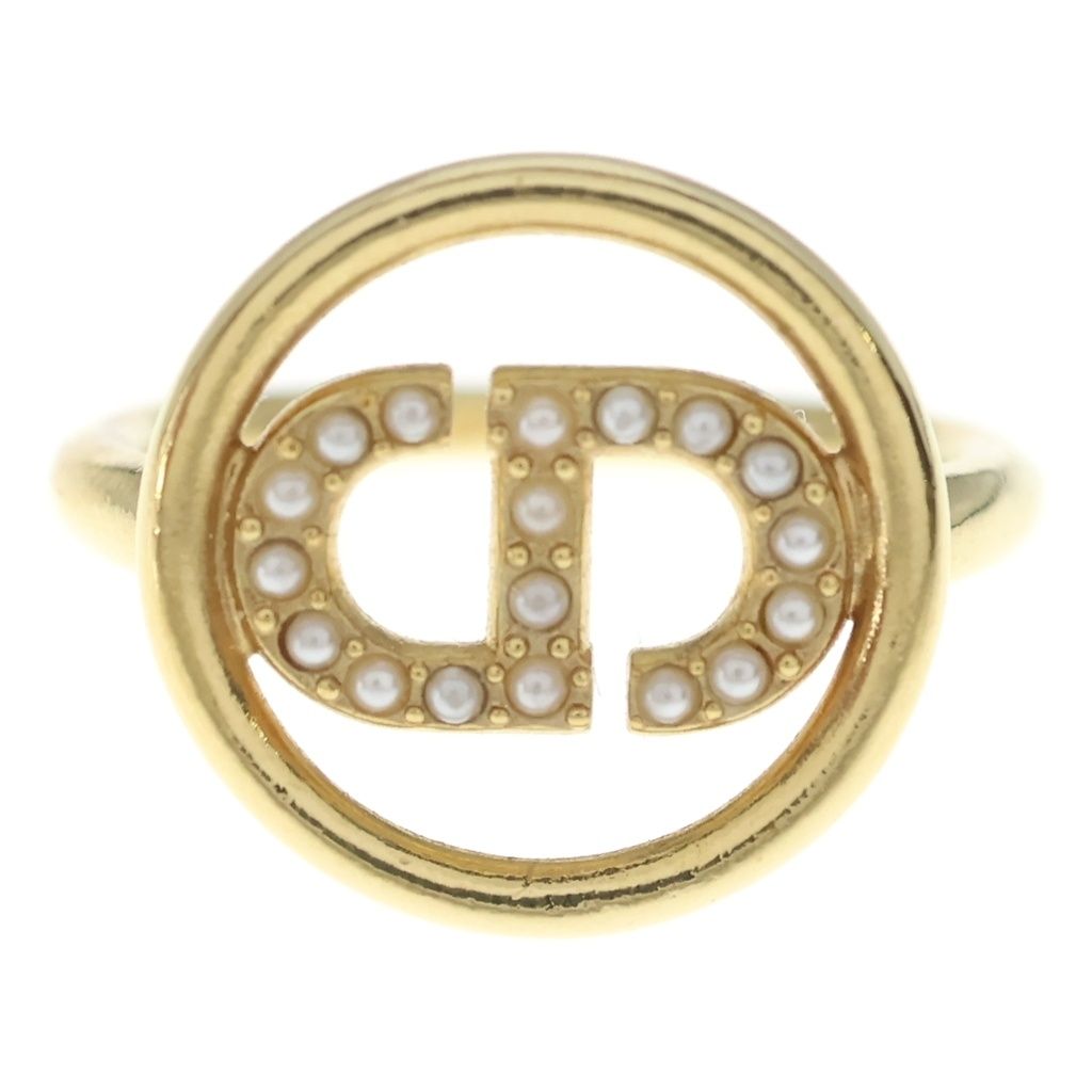 Dior CD Logo Faux Pearl Ring Gold Plated — view 4