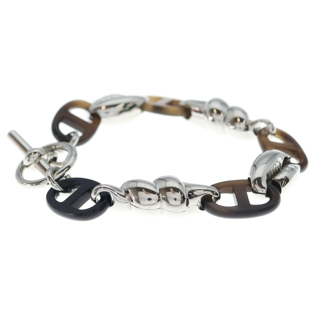 Hermes Chaine D'ancre Rivage Bracelet Silver Brown Metal Buffalo Horn — view 4