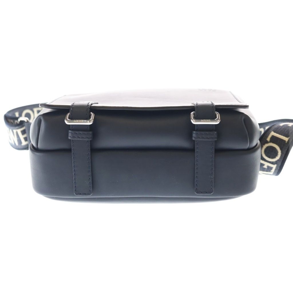 Loewe Military Messenger Bag Mini Navy Leather Silver — view 4