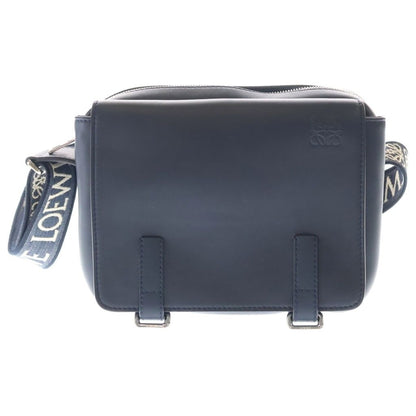 Loewe Military Messenger Bag Mini Navy Leather Silver