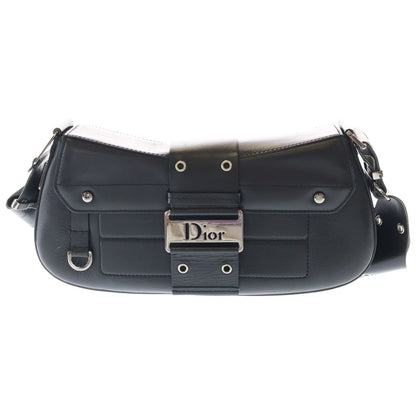 Dior Trotter Street Chic Shoulder Bag Black Leather Silver