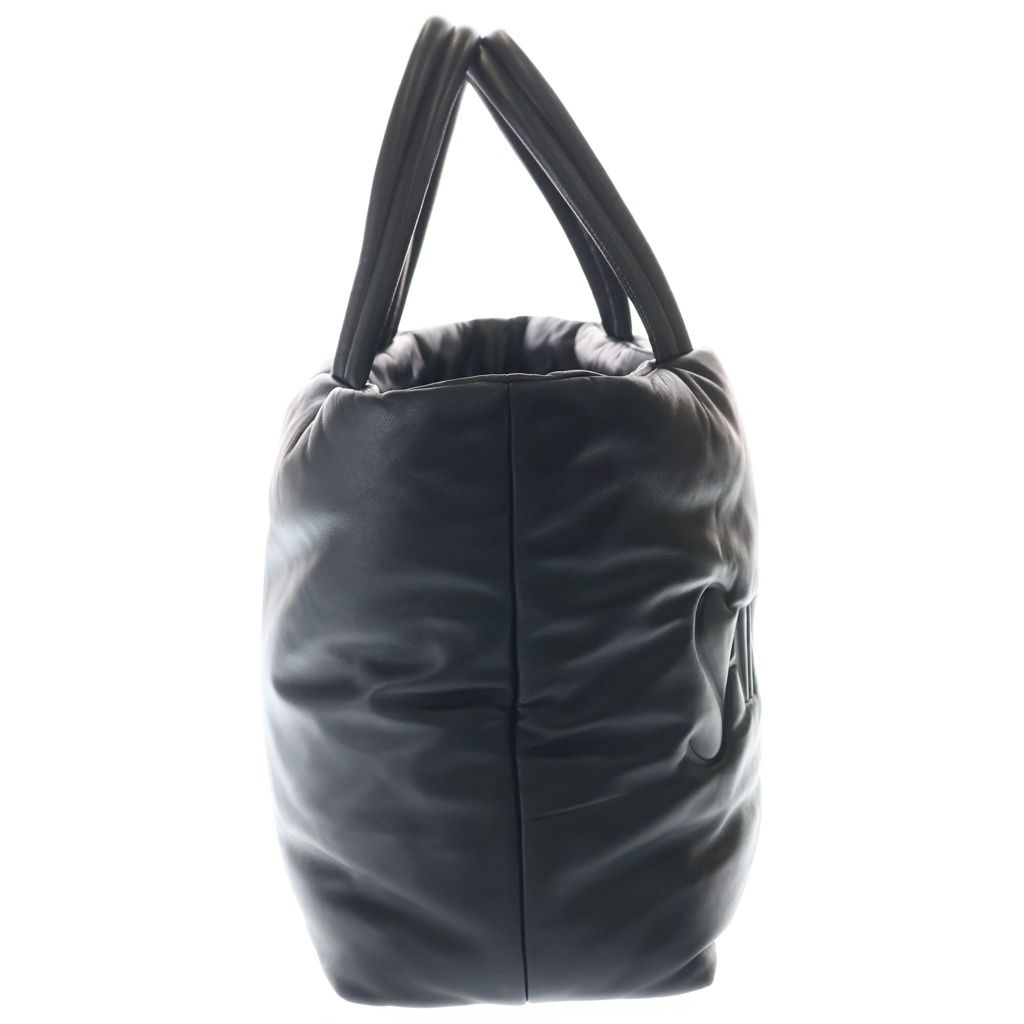 Saint Laurent Paris Wide Logo Puffer Tote Black Leather — view 3
