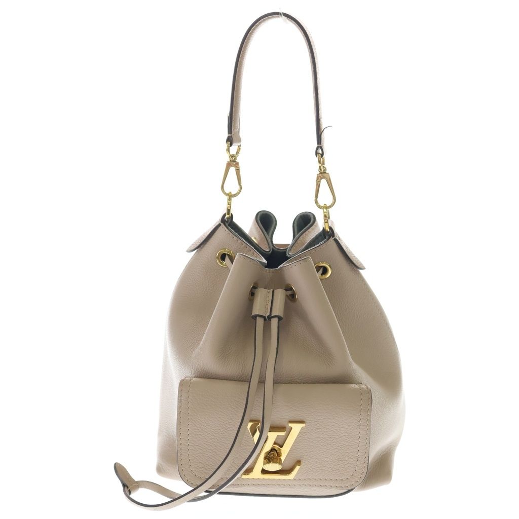 Louis Vuitton Lockme Bucket NV Shoulder Bag Beige Leather Gold