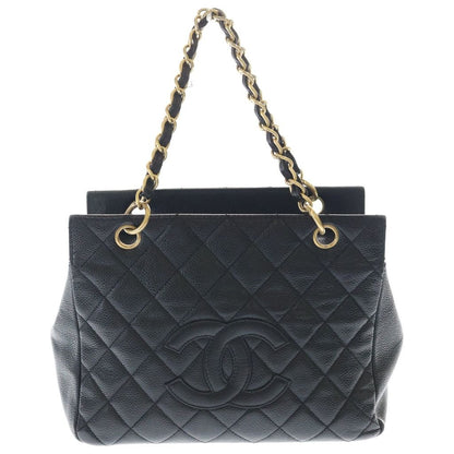 Chanel Quilted Petit Timeless Chain Tote Black Caviar Leather Gold