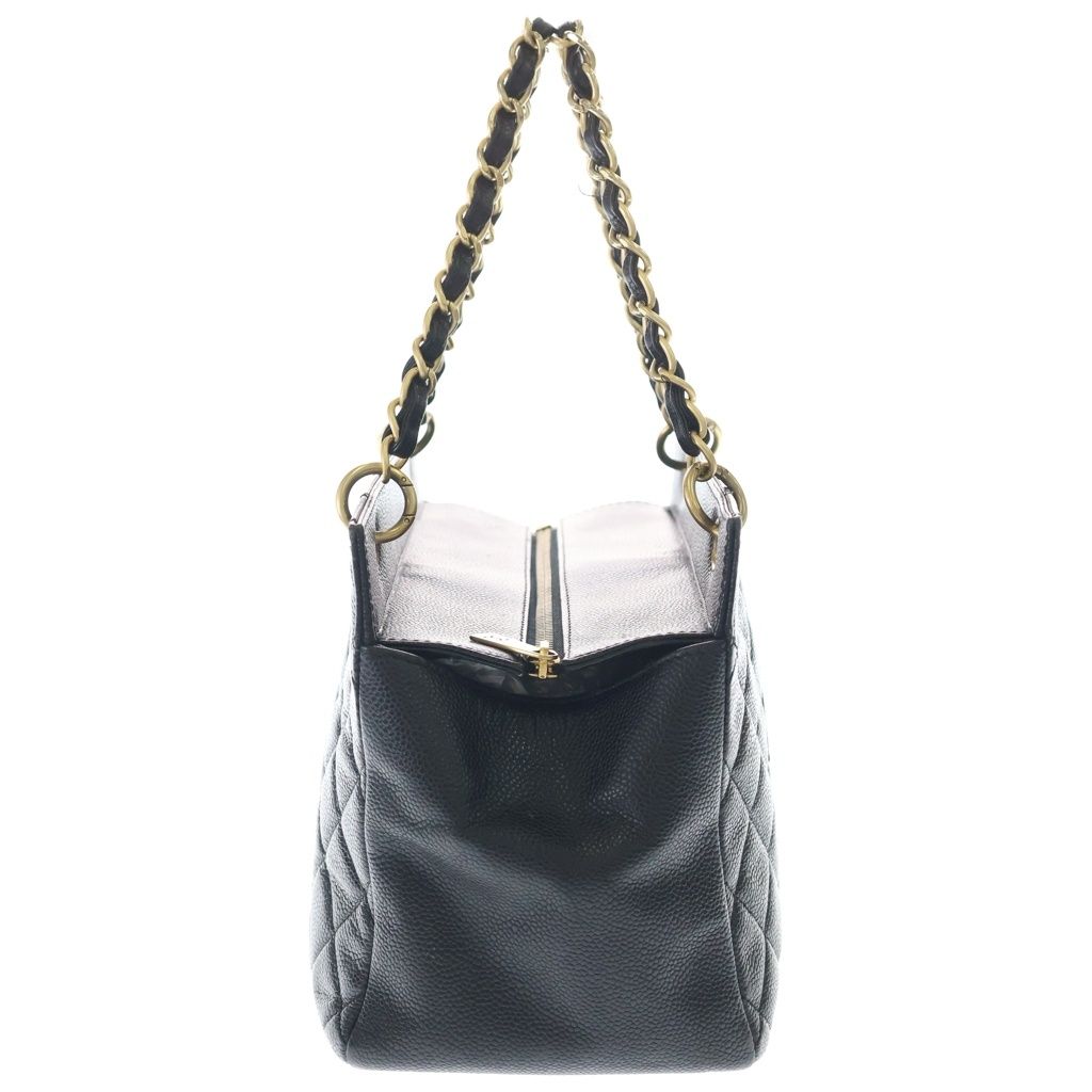 Chanel Quilted Petit Timeless Chain Tote Black Caviar Leather Gold — view 3
