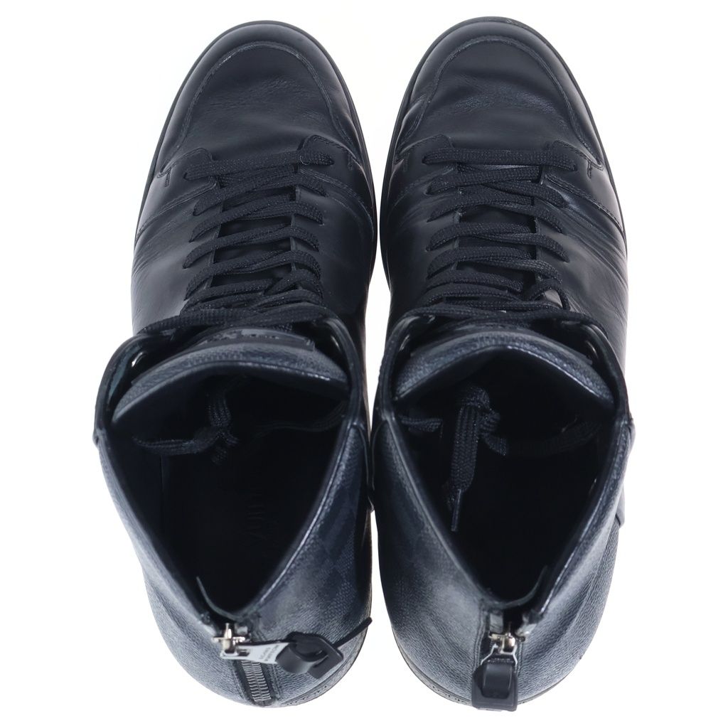 Louis Vuitton Damier Graphite Leather High Cut Sneakers Black — view 4