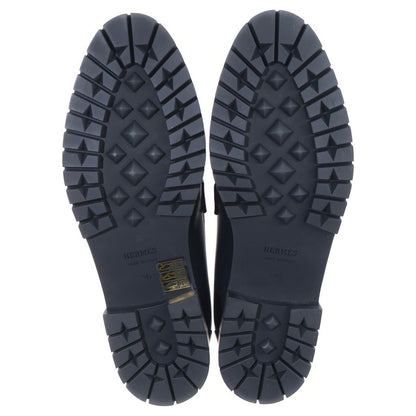 Hermes Moccasins Faubourg Logo Low Cut Shoes Loafers Silver Black — view 5
