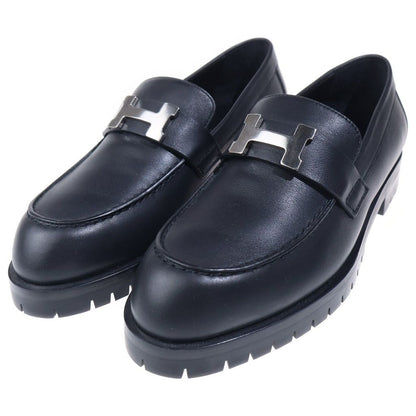 Hermes Moccasins Faubourg Logo Low Cut Shoes Loafers Silver Black — view 2