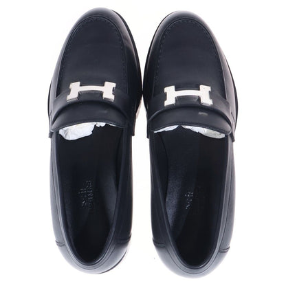 Hermes Moccasins Faubourg Logo Low Cut Shoes Loafers Silver Black — view 4