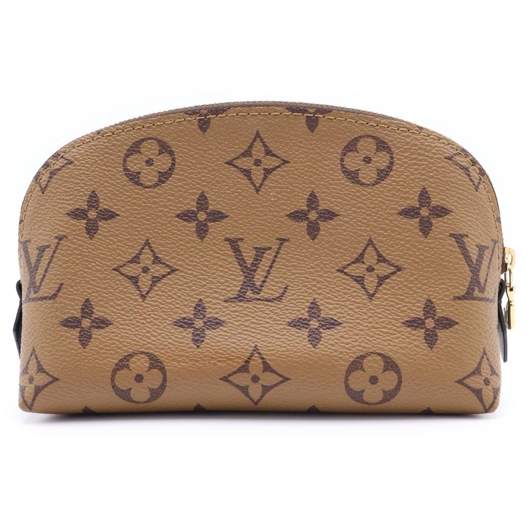 Louis Vuitton Monogram Reverse Pochette Cosmetic PM Pouch Case Brown Leather — view 2