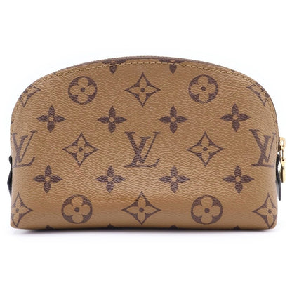 Louis Vuitton Monogram Reverse Pochette Cosmetic PM Pouch Case Brown Leather — view 2