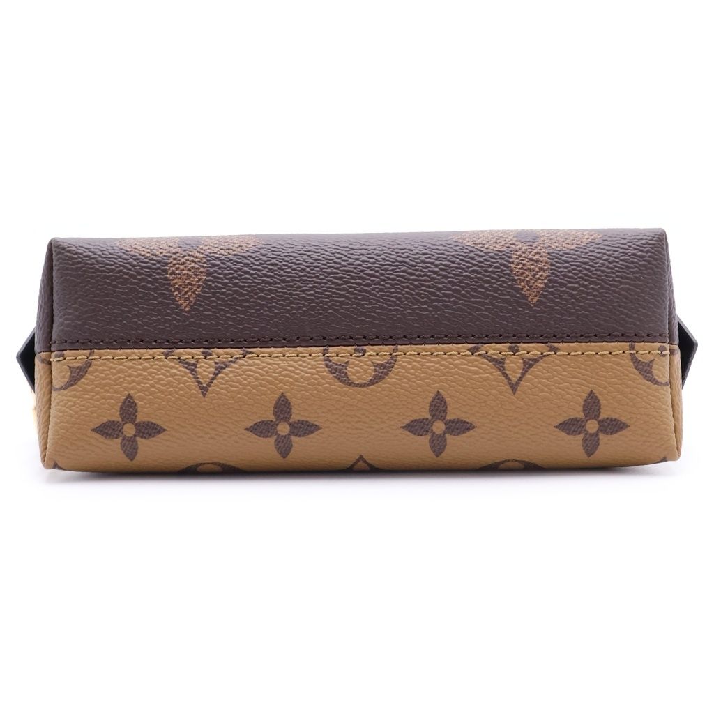 Louis Vuitton Monogram Reverse Pochette Cosmetic PM Pouch Case Brown Leather — view 4