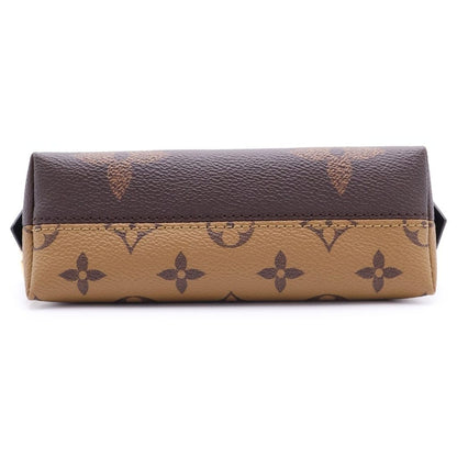 Louis Vuitton Monogram Reverse Pochette Cosmetic PM Pouch Case Brown Leather — view 4