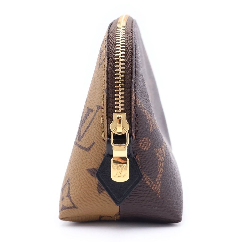 Louis Vuitton Monogram Reverse Pochette Cosmetic PM Pouch Case Brown Leather — view 3