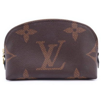 Louis Vuitton Monogram Reverse Pochette Cosmetic PM Pouch Case Brown Leather