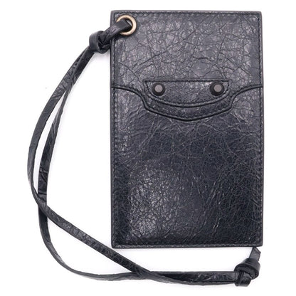 Balenciaga le City Card Case Fragment Black Leather Silver