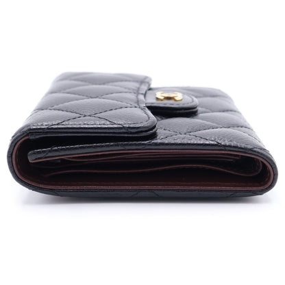 Chanel Classic Small Flap Wallet Trifold Coin Case Black Caviar Leather Gold — view 3
