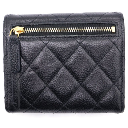 Chanel Classic Small Flap Wallet Trifold Coin Case Black Caviar Leather Gold — view 2